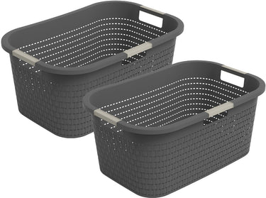 Rotho country wasmand - set van 2 - 40 ltr - antraciet