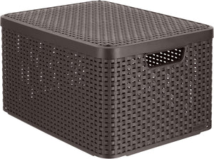 Curver rattan style opbergmand l - met deksel - 36.4 liter - bruin