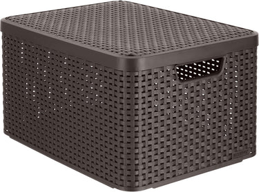 Curver rattan style opbergmand l - met deksel - 36.4 liter - bruin
