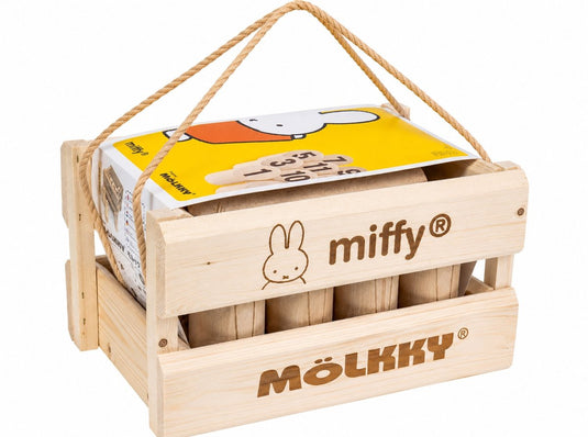 Tactic mölkky nijntje – vang- en werpspel - origineel fins houten werpspel in luxe houten draagkist – duurzaam berkenhout – met gratis score-app