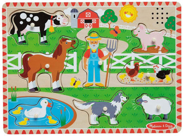 Melissa doug – houten geluidenpuzzel – old macdonald's farm