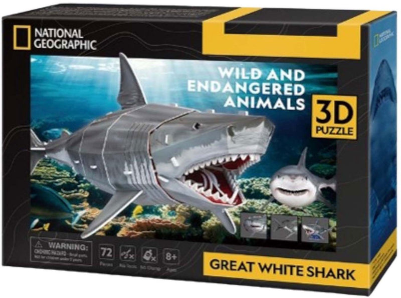 Load image into Gallery viewer, Cubic fun national geographic - 3d puzzel - witte haai
