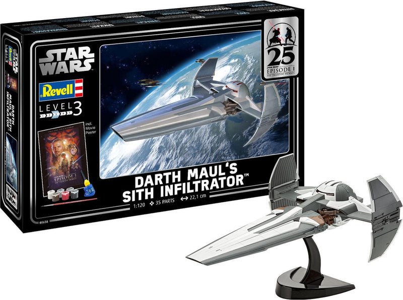 Load image into Gallery viewer, Revell modelbouwpakket star wars - darth mauls sith infiltrator 1:120 - 35dlg.

