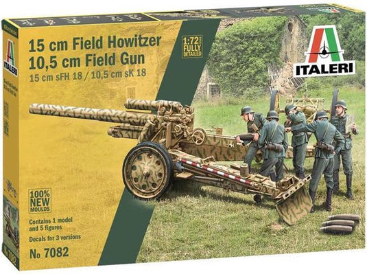 Italeri modelbouwpakket militaire voertuigen - 7082 15 cm field howitzer 10,5 cm field gun plastic - 1:72 - modelbouw