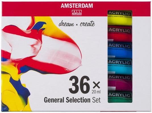 Bruynzeel amsterdam standard series acrylverf algemene selectie set 20ml, 36dlg.