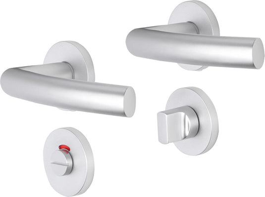 Impresso deurkruk - burton - voor binnen - rond met rond toiletrozet - aluminium - 2 stuks