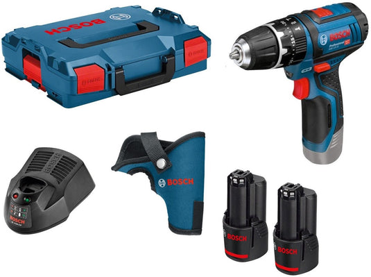 Bosch professional gsb 12v-15 - accu schroefklopboormachine - incl 2 gba 12v x accu (2.0 ah) - gal 12v-40 lader - holster - l-boxx