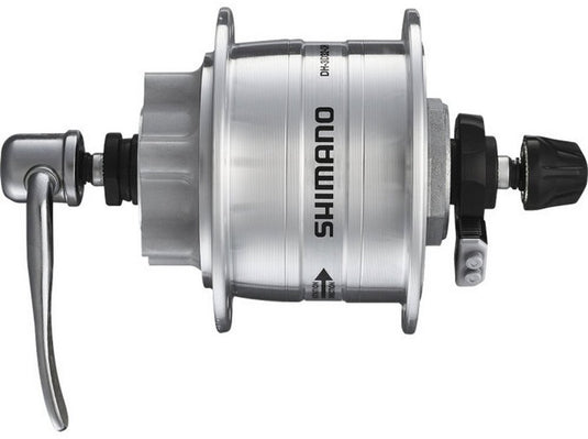 Shimano dynamonaaf hd-3d32 3 watt - 36 gaats - voor 6-bouts remschijf - snelspanner - zilver