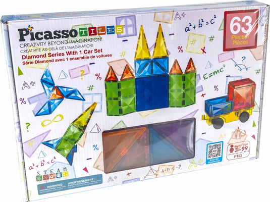 Selecta picassotiles diamond series - magnetische bouwtegels - 63dlg.