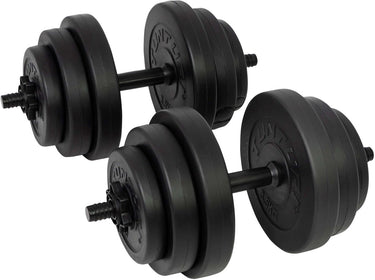 Tunturi gewichten - halterset - dumbbell set - 2 stuks - totaal 28kg - zwart - vinyl - incl. gratis fitness app