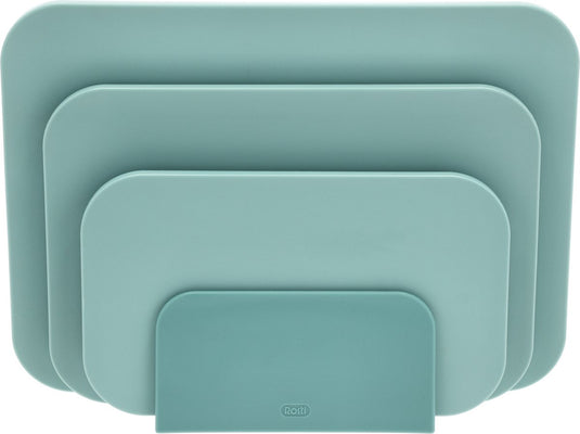 Rosti choptima snijplankenset 35,5 x 7 x 26,5 cm nordic green- kunststof - 4 snijplanken - vaatwasserbestendig - met houder - keuken