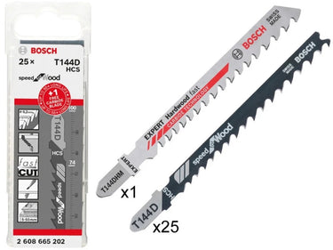 Bosch decoupeerzaagbladen | 25 x t144d + 1 x t144dhm