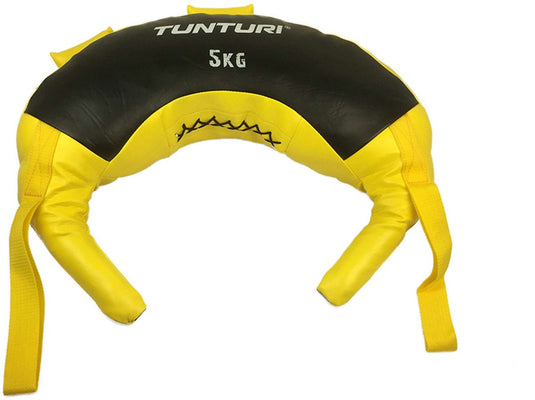Tunturi bulgarian bag gewicht 5kg - fitness sandbag voor krachttraining - powerbag geel - incl. gratis fitness app