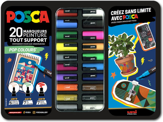 Posca uni uni verfmarker koffer pop colours 20 stuks
