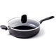 Greenpan memphis hapjespan 28cm met deksel - 4.2l - pfas-vrije antikleeflaag – hapjespan inductie - keramische pan - ovenbestendig tot 160°c - koudgrepen - met glazen deksel - zwart