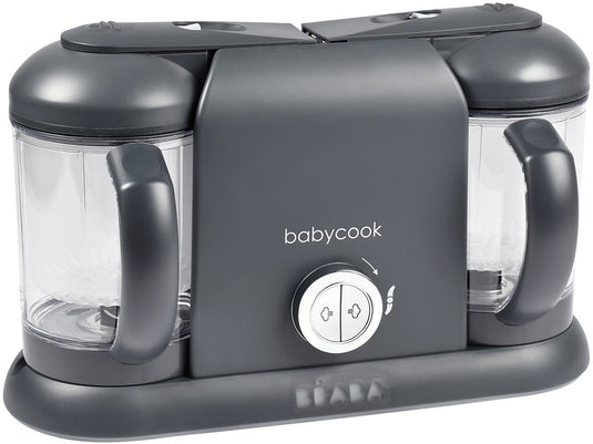 Béaba babycook® duo - 4-in-1 stoomkoker en babyvoeding bereider - twee grote kommen - grijs - foodprocessor