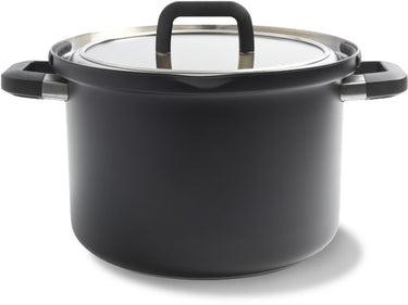 Bk flow cool black soeppan 24cm - 6,5l - rvs kookpan - inductie kookpan - ovenbestendig tot 160°c - koudgreep - met deksel - zwart