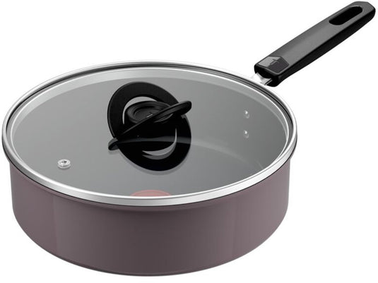 Tefal ceramic control grey - hapjespan - 24 cm - keramisch - inductie - inclusief deksel - pfas vrij - geschikt voor gebruik met metalen spatels