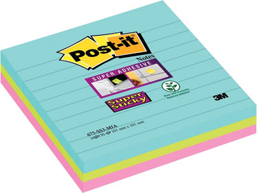 Post-it® notes post-it super sticky 101x101mm assorti pak 3 stuks 70 vel