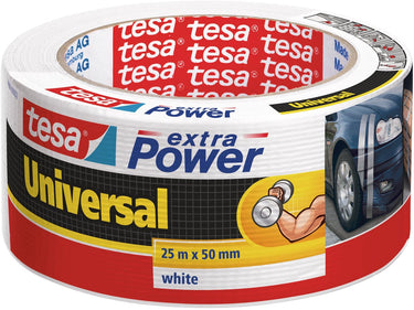 Tesa textieltape extra power universeel ducttape sterke grip veelzijdig plakband – wit 25m x 50mm