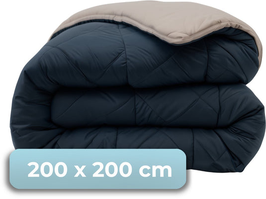 Hush. living hush living - wasbaar dekbed tweekleurig design navy taupe - 200x200 cm - 300 gsm - inclusief bijpassende kussenslopen