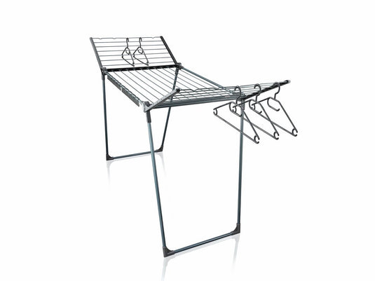 Leifheit droogrek pegasus 200 solid zwart - 20 m drooglengte - incl. houders voor klein wasgoed en 5 kledinghangers
