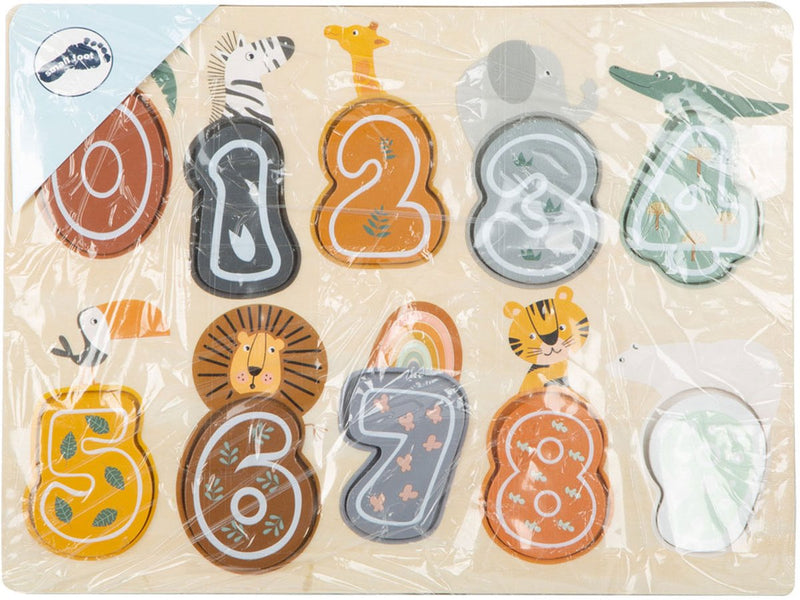 Load image into Gallery viewer, Small foot - houten cijfer puzzel safari
