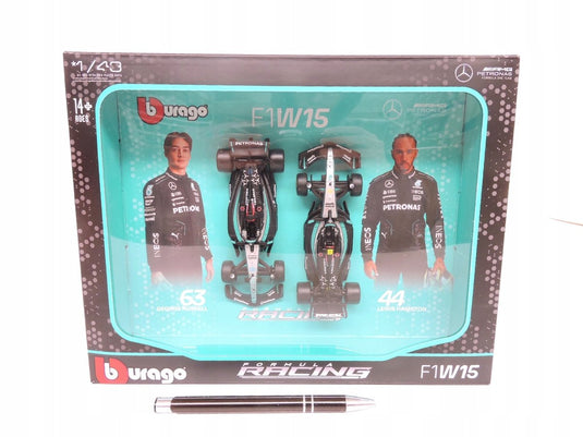 Bburago f1 mercedes-benz racewagen set 1:43 russell cadeau.