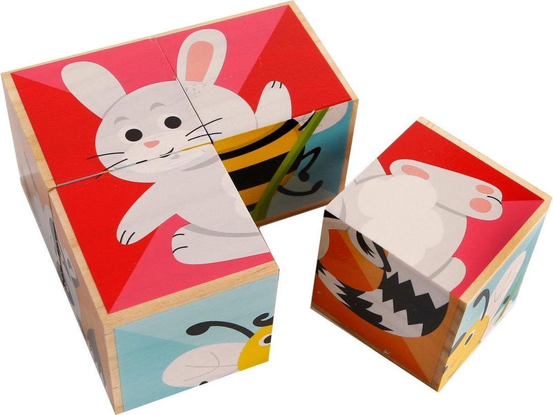 Load image into Gallery viewer, Toys amsterdam blokkenpuzzel dieren junior hout 10 cm 4-delig

