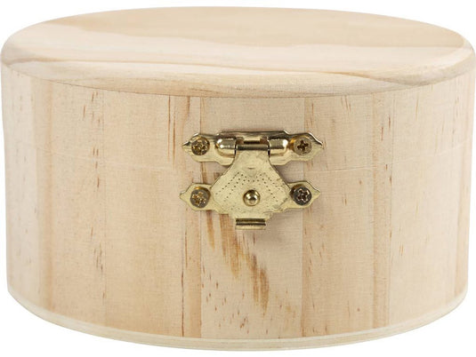 Creativ company houten knutseldoos rond met deksel 11cm opbergbox.