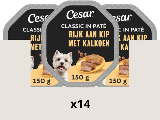 Cesar hondenvoer - classic - kip in paté - maaltijdkuipjes 14x150g