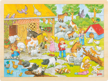 Goki puzzel - kinderboerderij - 48 stukjes - 40x30x0,8cm - hout - 3 jaar