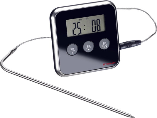 Westmark digitale braadthermometer, met alarm, om op te hangen of neer te zetten, roestvrij staal kunststof, zilver zwart, 12912280