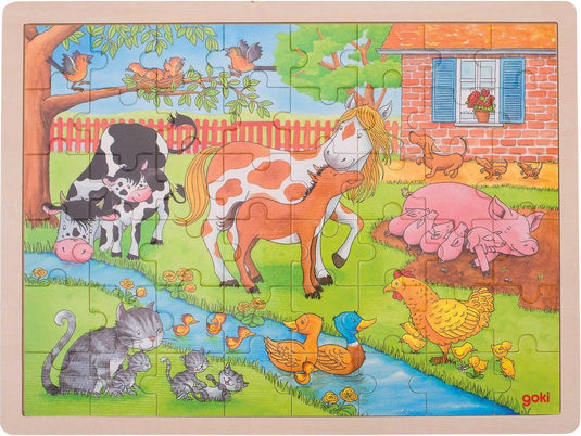 Goki puzzel: leven op de boerderij 40x30x0,8cm, 48-delig, hout, 3+