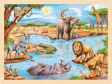 Goki puzzel - afrikaanse savanne - 96 stukjes - 40x30x0,8cm - hout - 3+