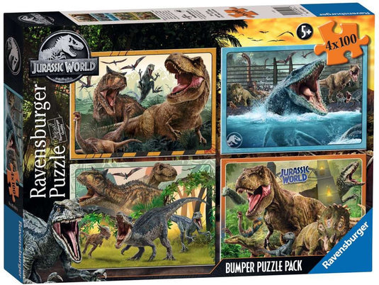 Ravensburger jurassic world puzzel 4x100 stukjes veelkleurig