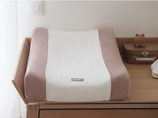 Béaba sofalange® hoes – voor schuin aankleedkussen - 100% biologisch katoen (gots) - zacht absorberend aankleedkussenhoes - roze