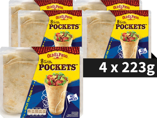 Old el paso tortilla pocket wrap - 4 x 8 stuks - wraps mexicaans - vegan burrito - voordeelverpakking