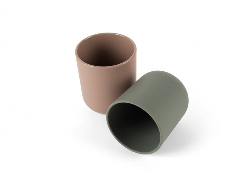 Load image into Gallery viewer, Dantoy bekerset baby bioplastic mokka olijfgroen 2-delig duurzaam.
