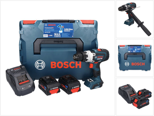 Bosch professional gsb 18v-150 c schroefklopboormachine - biturbo - met 2x 18 v accu's (8.0 ah) en lader - in l-boxx