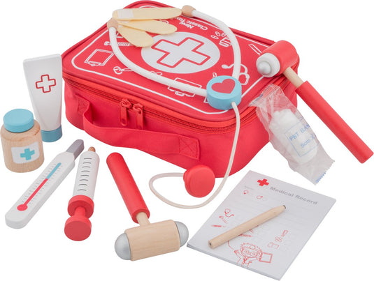 Woet ® houten doktersset voor kinderen - speelgoed dokterstas met 10 accessoires - educatief rollenspel voor kinderen - vanaf 3 jaar