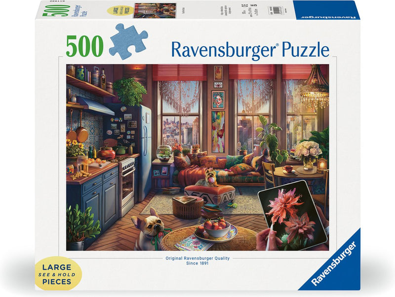Load image into Gallery viewer, Ravensburger puzzel cozy boho studio - legpuzzel - 500 large format stukjes

