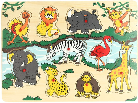 Playwood houten puzzel wilde dieren - educatief speelgoed 10 stukjes.