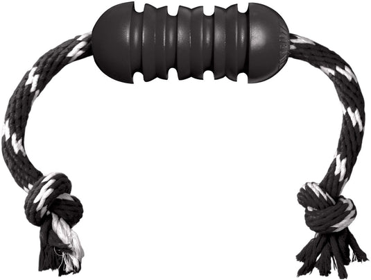 Kong exterme dental met touw - zwart wit - 12 x 5 x 5 cm