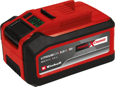 Einhell 5.0-8.0 ah plus accu - power x-change - 18 v li-ion - max. vermogen: 1350 w - active accu management systeem - plus-technologie - multi-ah technologie: 8.0 ah voor max. gebruiksduur of 5.0 ah voor max. levensduur