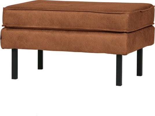 Woood rodeo hocker op poten - recycle leer - cognac - 45x84x54