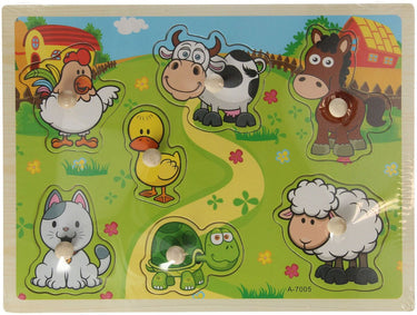 Lobbes speelgoed bv lobbes houten puzzel boerderijdieren - educatief speelgoed 7 stukjes.