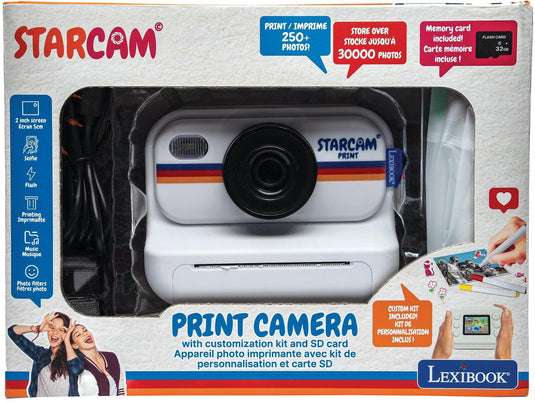 Lexibook starcam® afdruk, instantprintercamera met 1,3m sensor, sd-kaart en fotopersonalisatieset