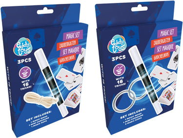 Eddy toys magische set voor kinderen - goochelset met goochelstok en kaarten - 3-delig - ontvang 1 willekeurige set