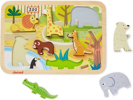 Janod - chunky puzzel - dierentuindieren